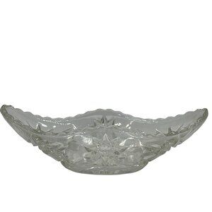 VTG Anchor Hocking EAPC Starburst Banana Split Dish Pressed Glass Relish Bowl 9"